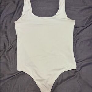 Express White Bodysuit with Scoop Neckline